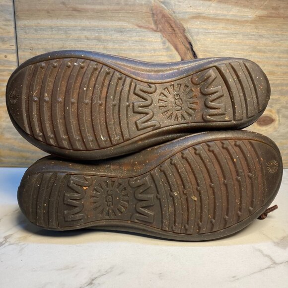 UGG Akadia Brown Leather Sheepskin Boots Women's Size 7 - Picture 10 of 10